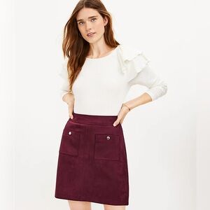 Loft Faux Suede Pocket Shift Skirt